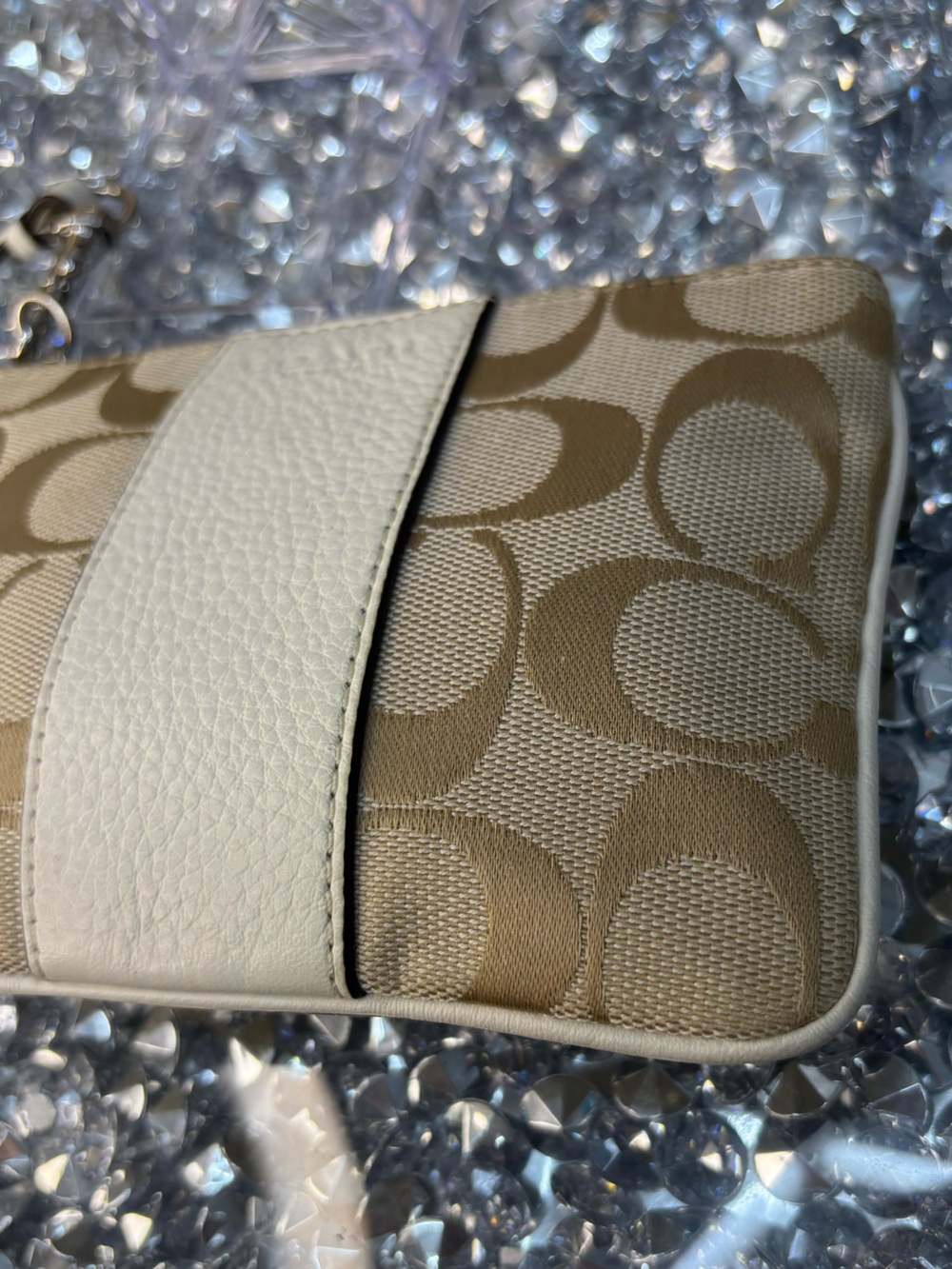 Coach Corner Zip Wristlet in Signature Canvas with Stripe EUC - Picture 9 of 9